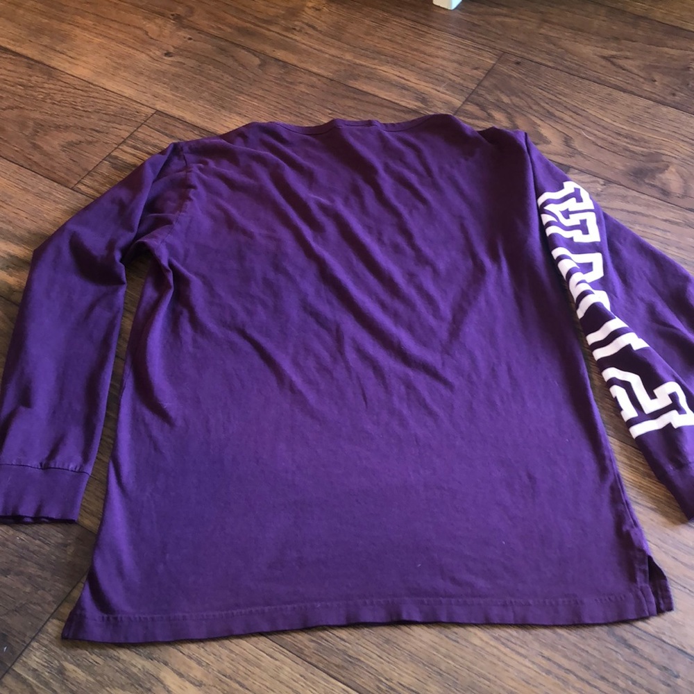 PINK Purple V-Neck Logo Long Sleeve Shirt - Picture 5 of 5
